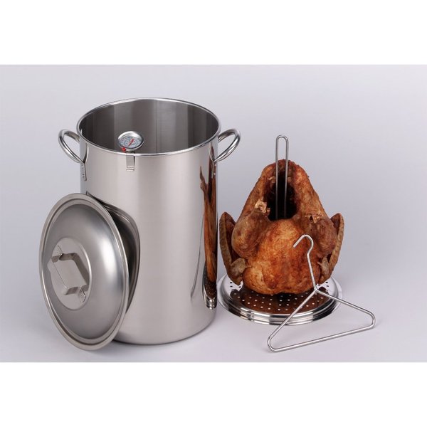 King Kooker Turkey Pot, Lifting Rack and Hook, Thermometer, Stainless Steel, 30qt. SS 30 PK